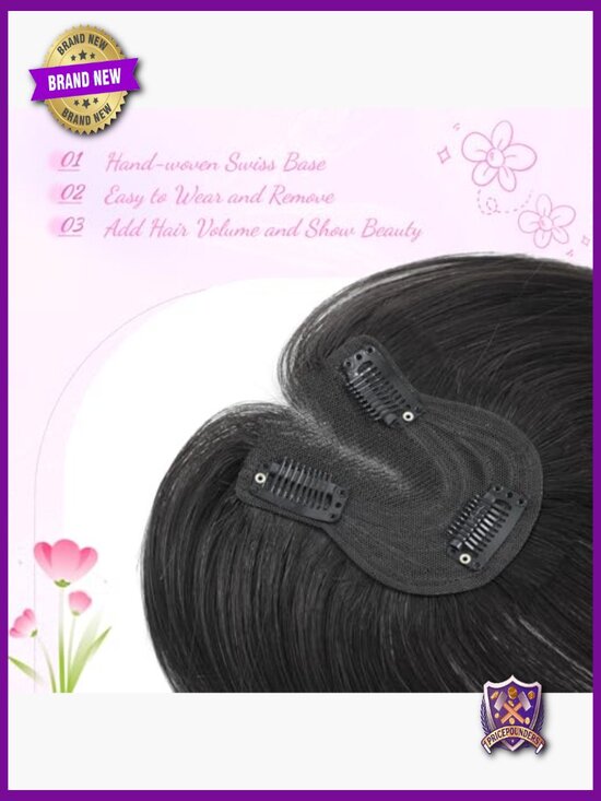 10 Inch Human Hair Topper Swiss Base Handmade For Thinning Hair